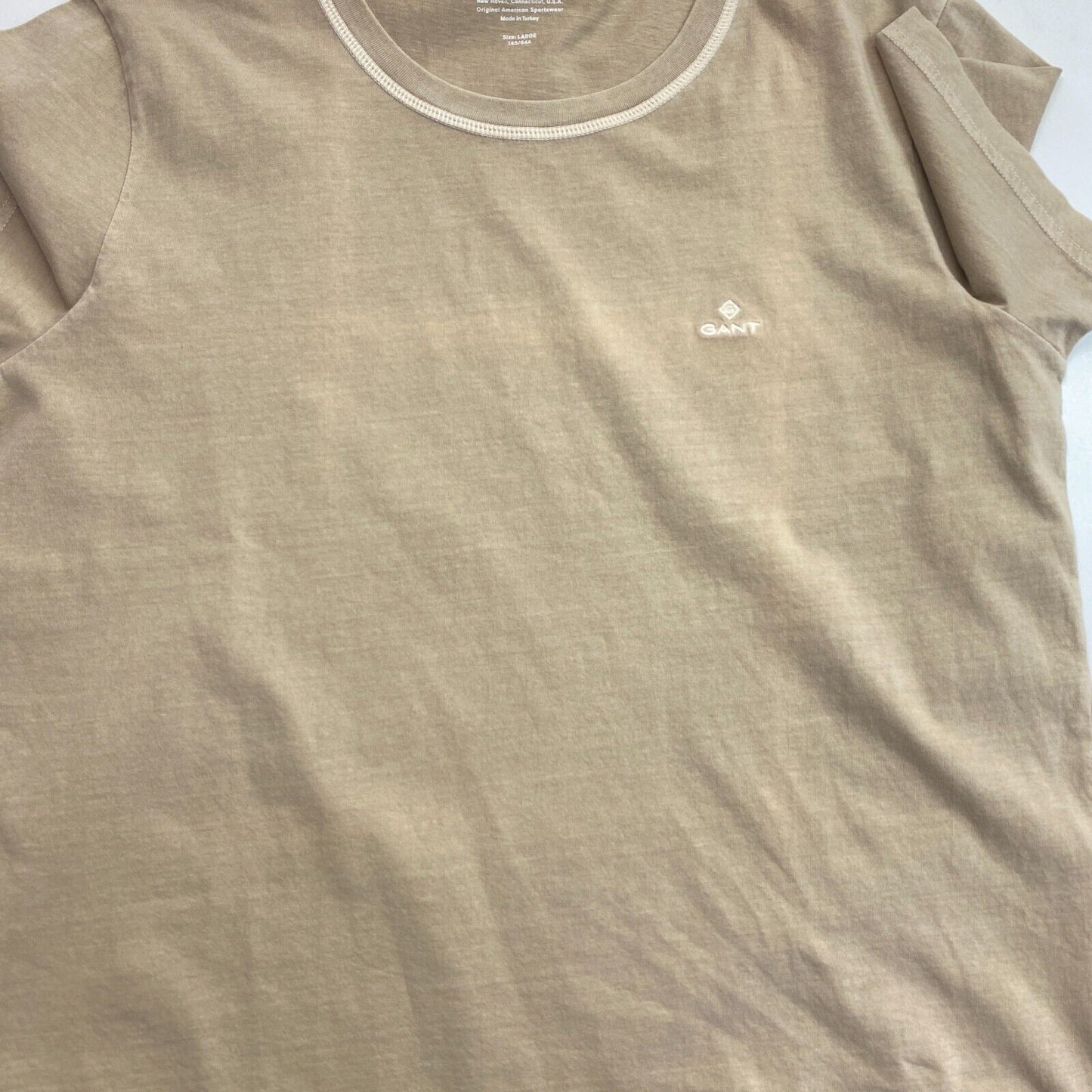 GANT Women Brown Sun Faded Crew Neck Short Sleeves T Shirt Size L