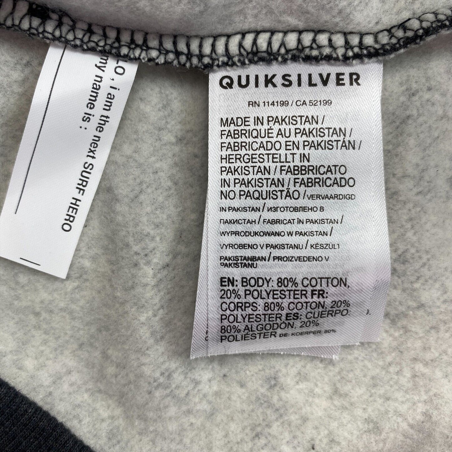 QUIKSILVER Bleu Marine &amp; Gris Logo Sweat à capuche Pull Taille M