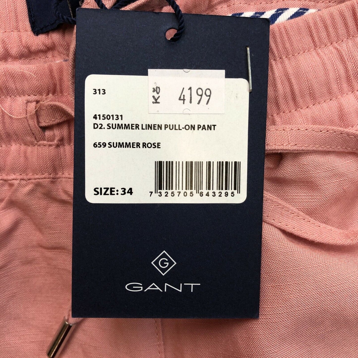 GANT Pink Summer Linen Pull On Pants Trousers Size EU 34 UK 6 US 4