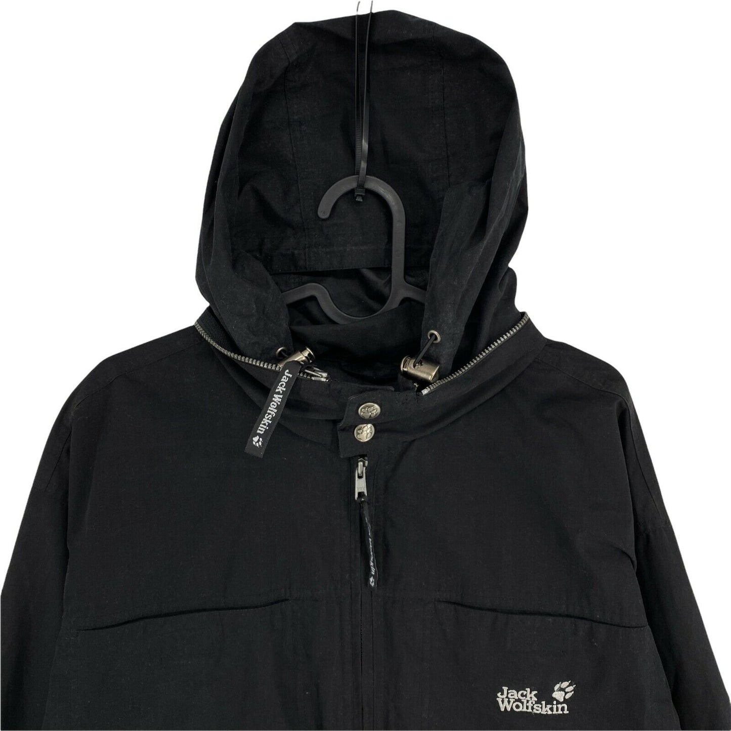 Jack Wolfskin Schwarze Kapuzenjacke aus Baumwollmischung, Größe M