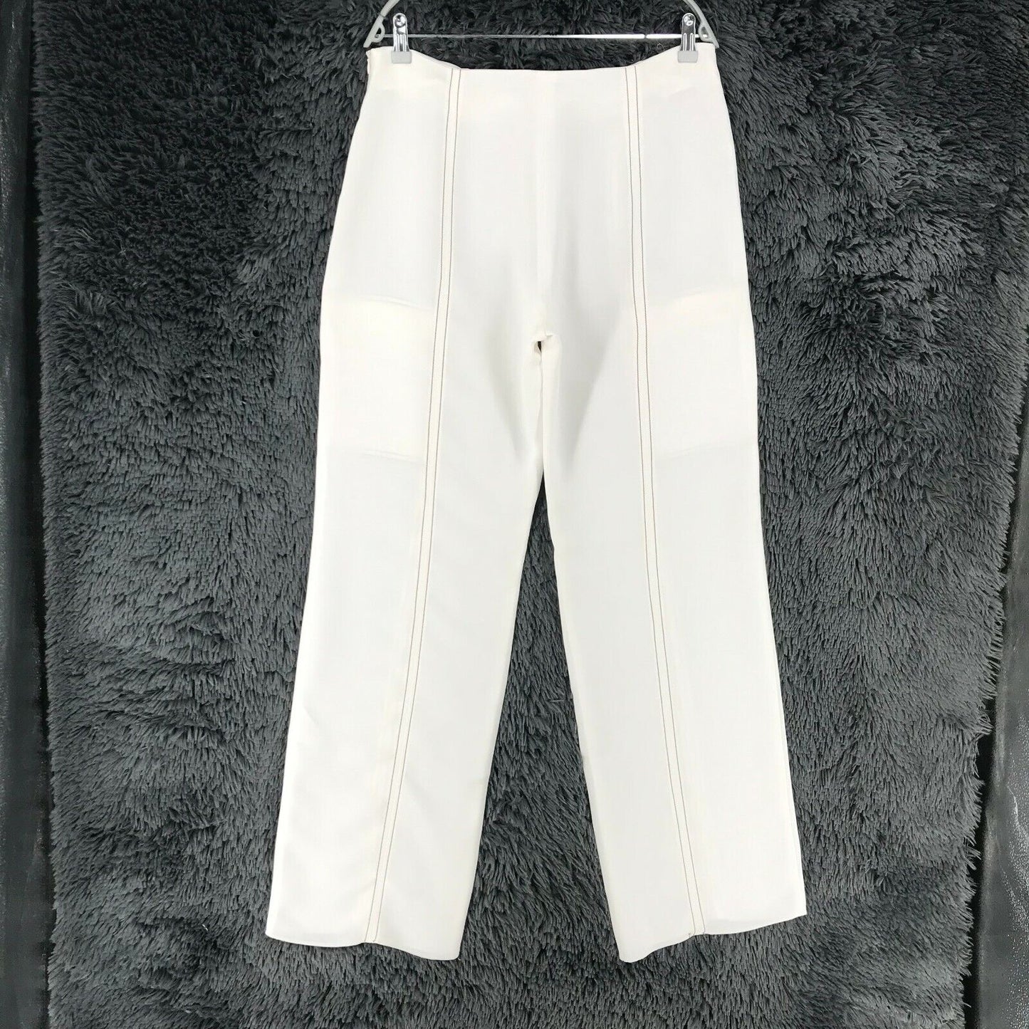 PERSONA Women White Regular Straight Fit Trousers Size US 10 W33