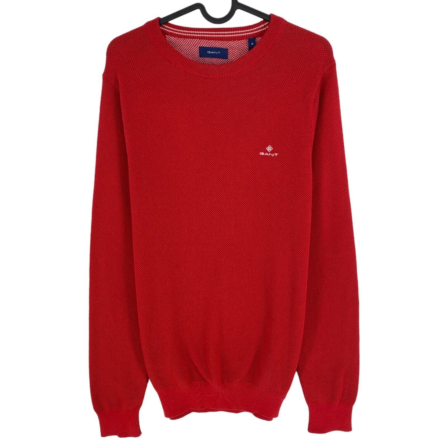 GANT Red Cotton Pique Crew Neck Sweater Jumper Size M