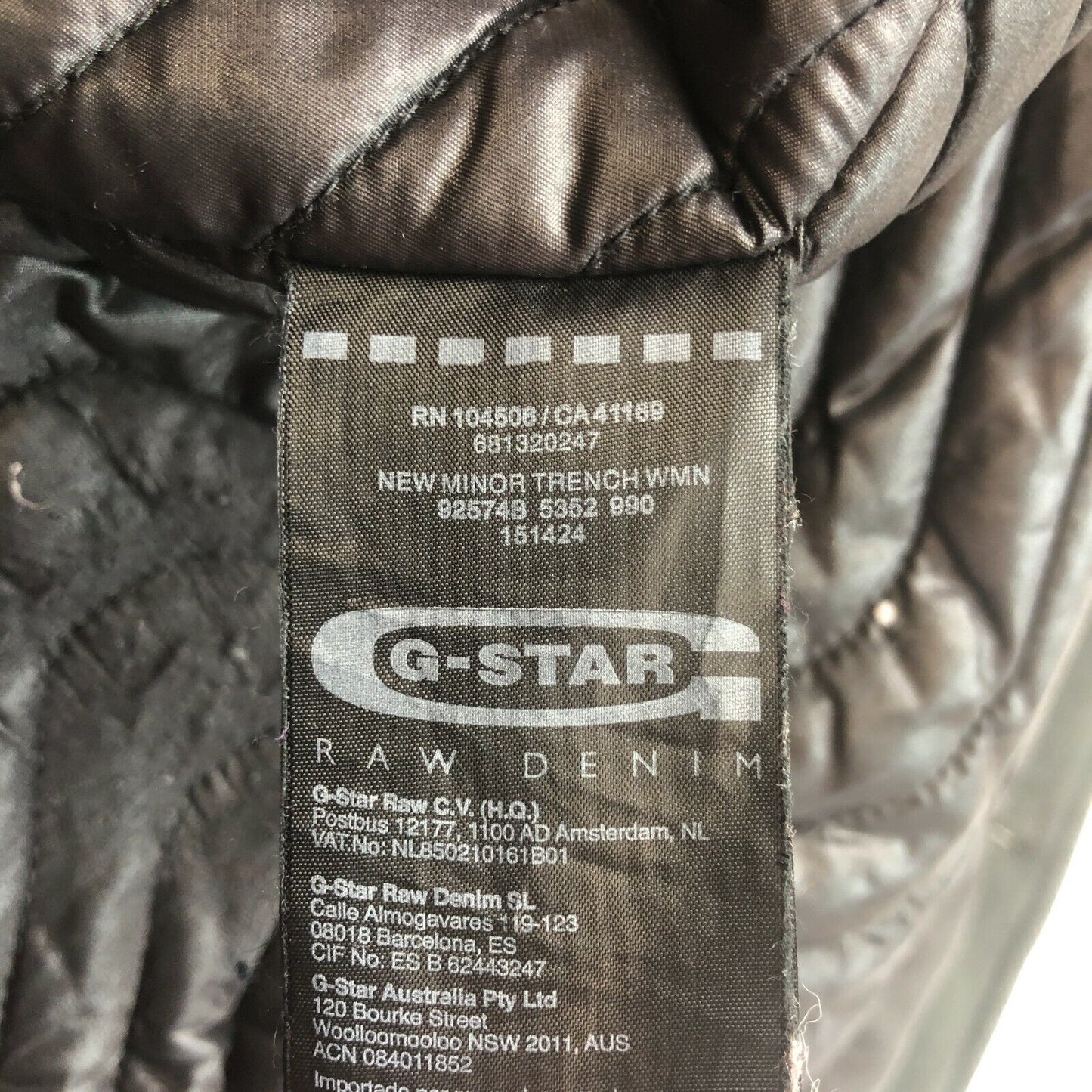 G-STAR RAW Black New Minor Trench Jacket Coat Size S