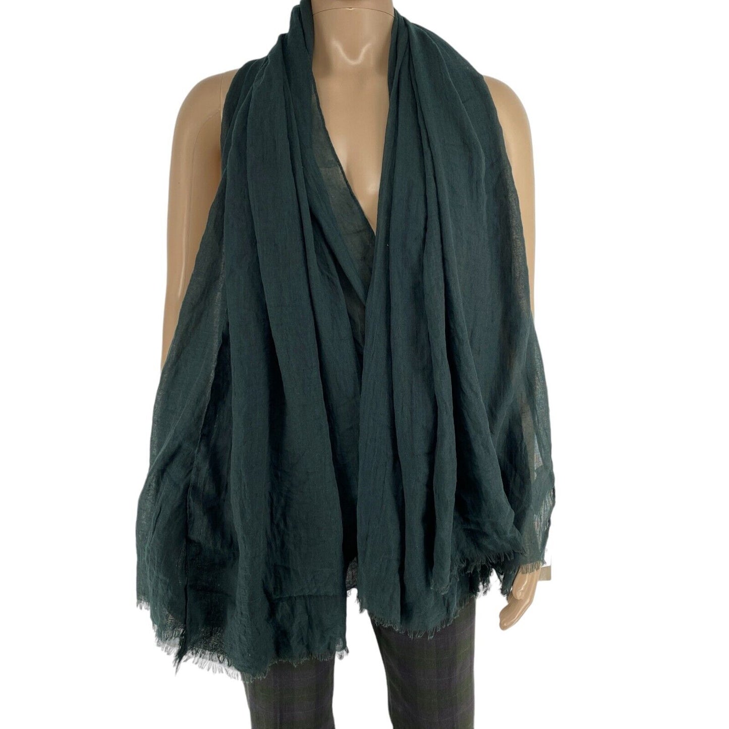 FRANSA Dark Green Solid Scarf Shawl