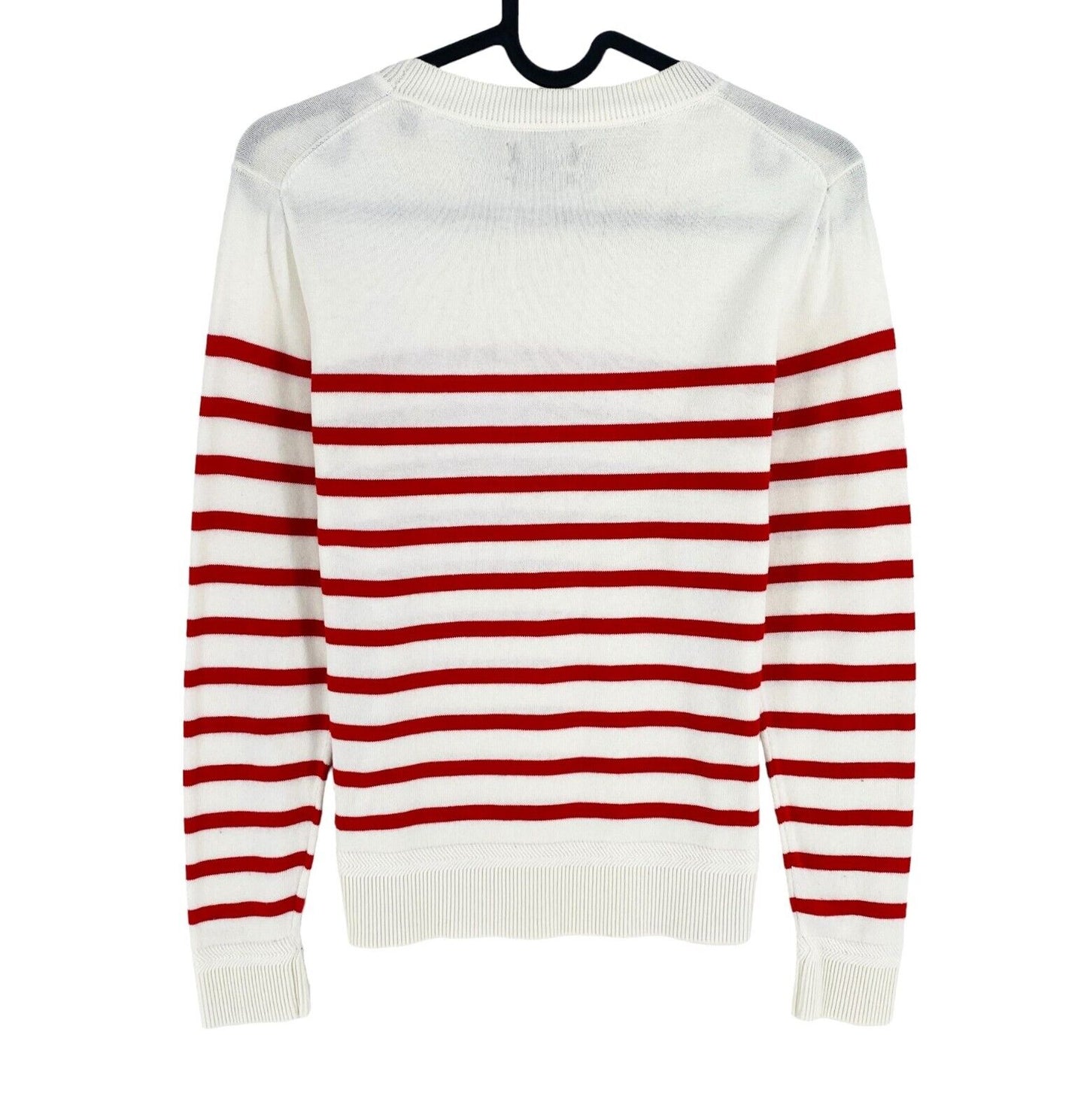 GANT Women White Striped Crew Neck Jumper Sweater Size XS