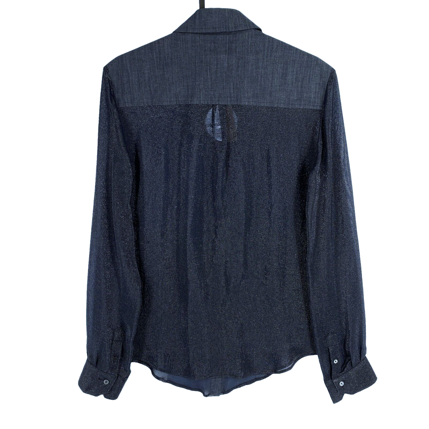 JACOB COHEN Women J351 Navy Blue Silk Blend Long Sleeves Shirt Size S