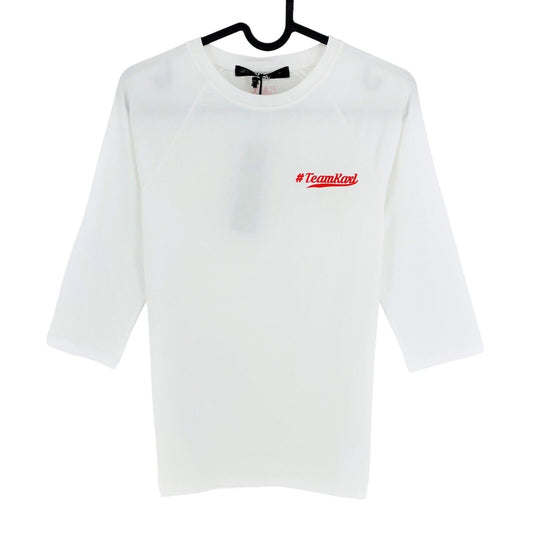 Karl Lagerfeld White 3/4 Sleeve Team Karl Tee Top Size XS