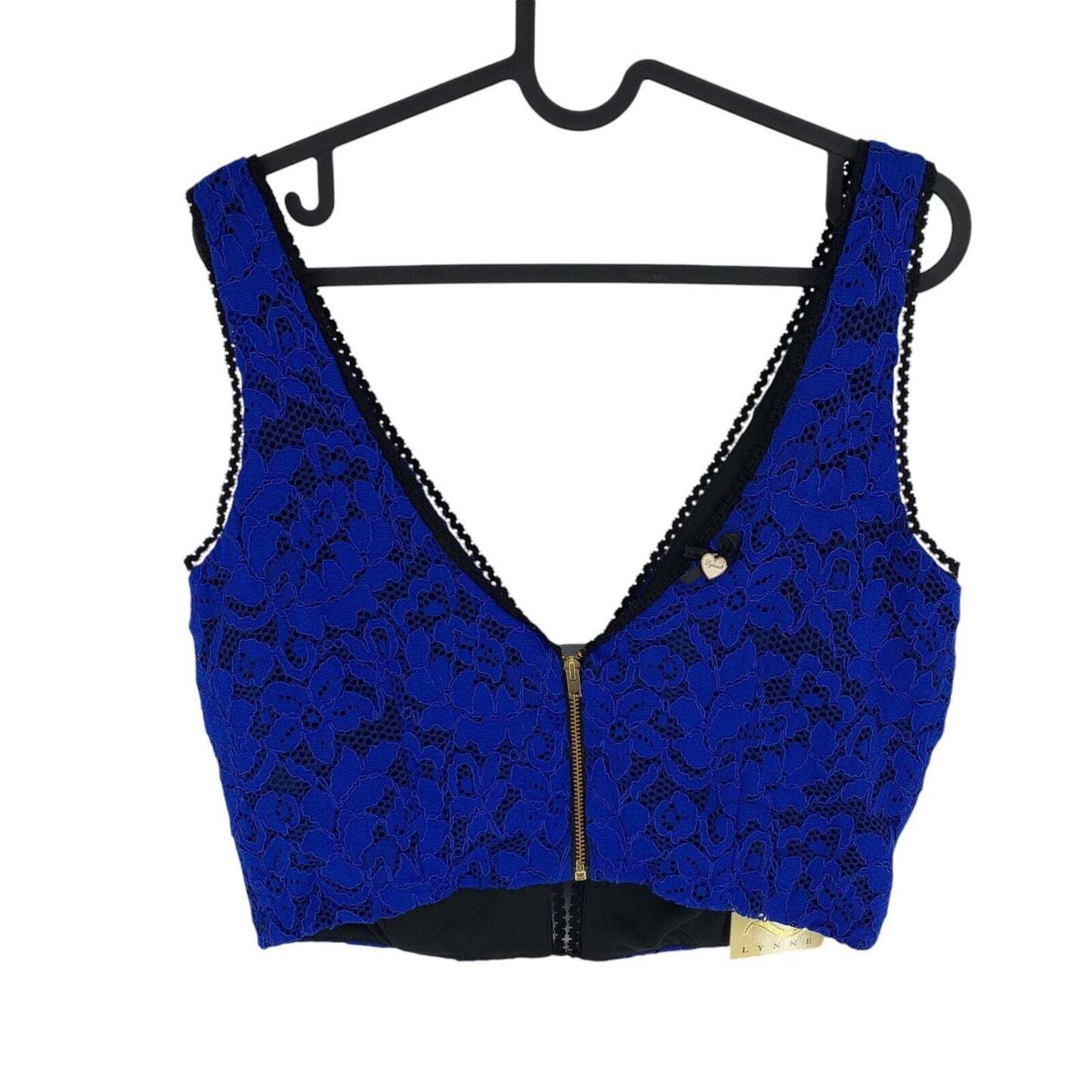 LYNNE Women Navy Blue V Neck Bustier Crop Top Size EU 42 UK 14 US 12