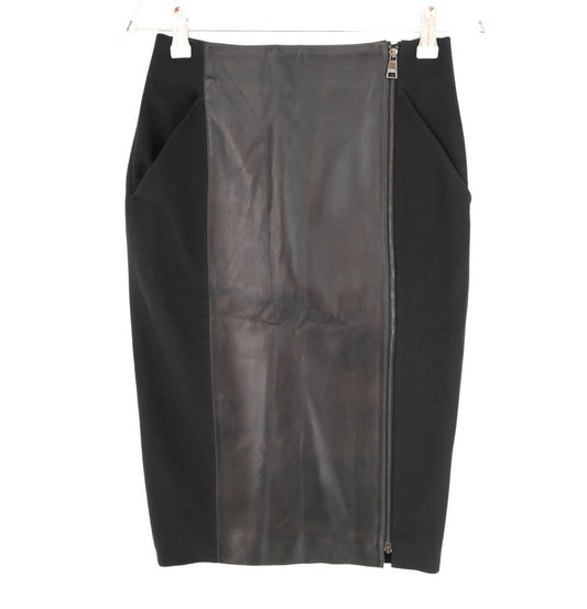 KARL LAGERFELD Black With Lamb Skin Pencil Skirt Size EU 32 UK 4 US 2