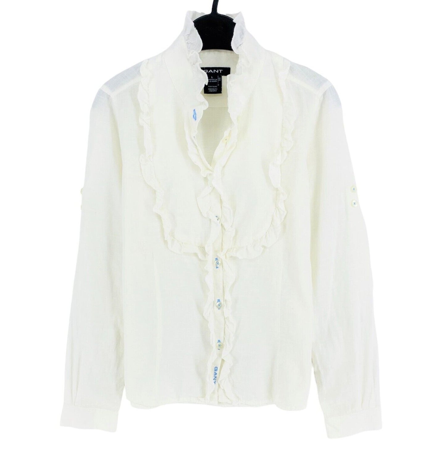 GANT Girls White Long Sleeves Shirt Size 134/140 cm 9-10 Years