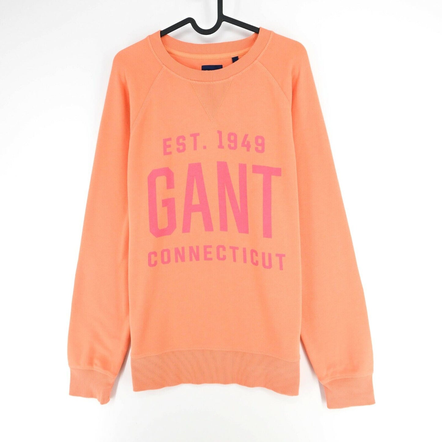 GANT Light Orange Crew Neck Big Logo Cotton Blend Jumper Sweater Size L