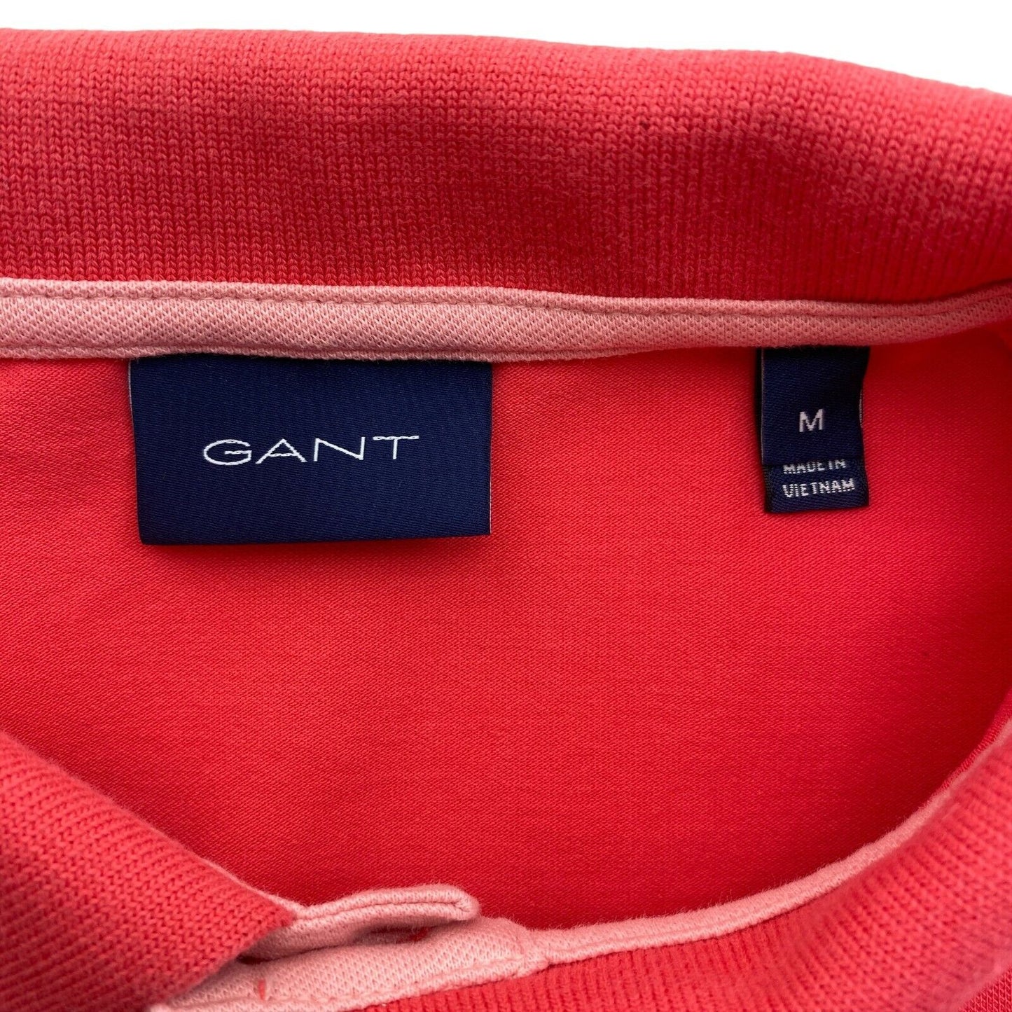 GANT Pink Contrast Collar Pique Polo Shirt Size M