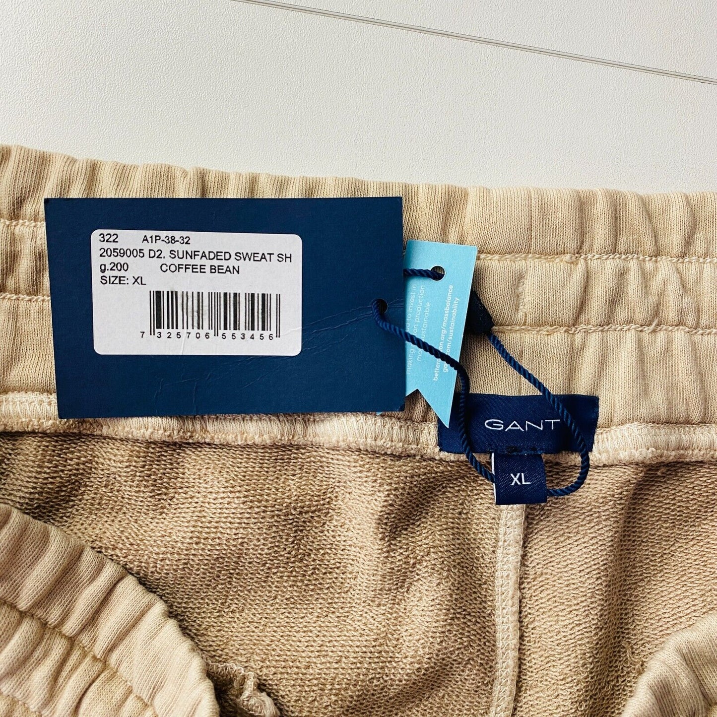 GANT Mens Beige Regular Fit Sweat Shorts Size XL