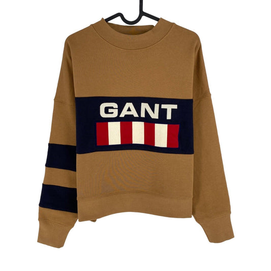 GANT Brown Retro Logo Crew Neck Pullover Sweater Jumper Size M