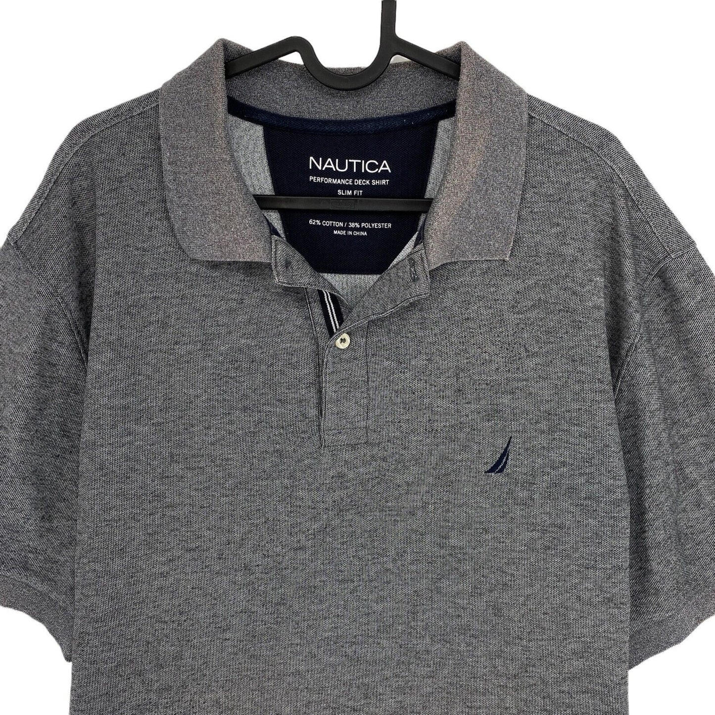 NAUTICA Dark Grey Slim Fit Pique Polo Shirt Size 2XL XXL