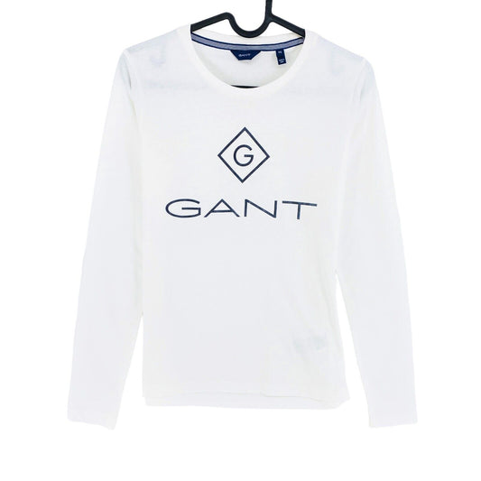 GANT Weißes Lock Up Langarm-T-Shirt Größe XS