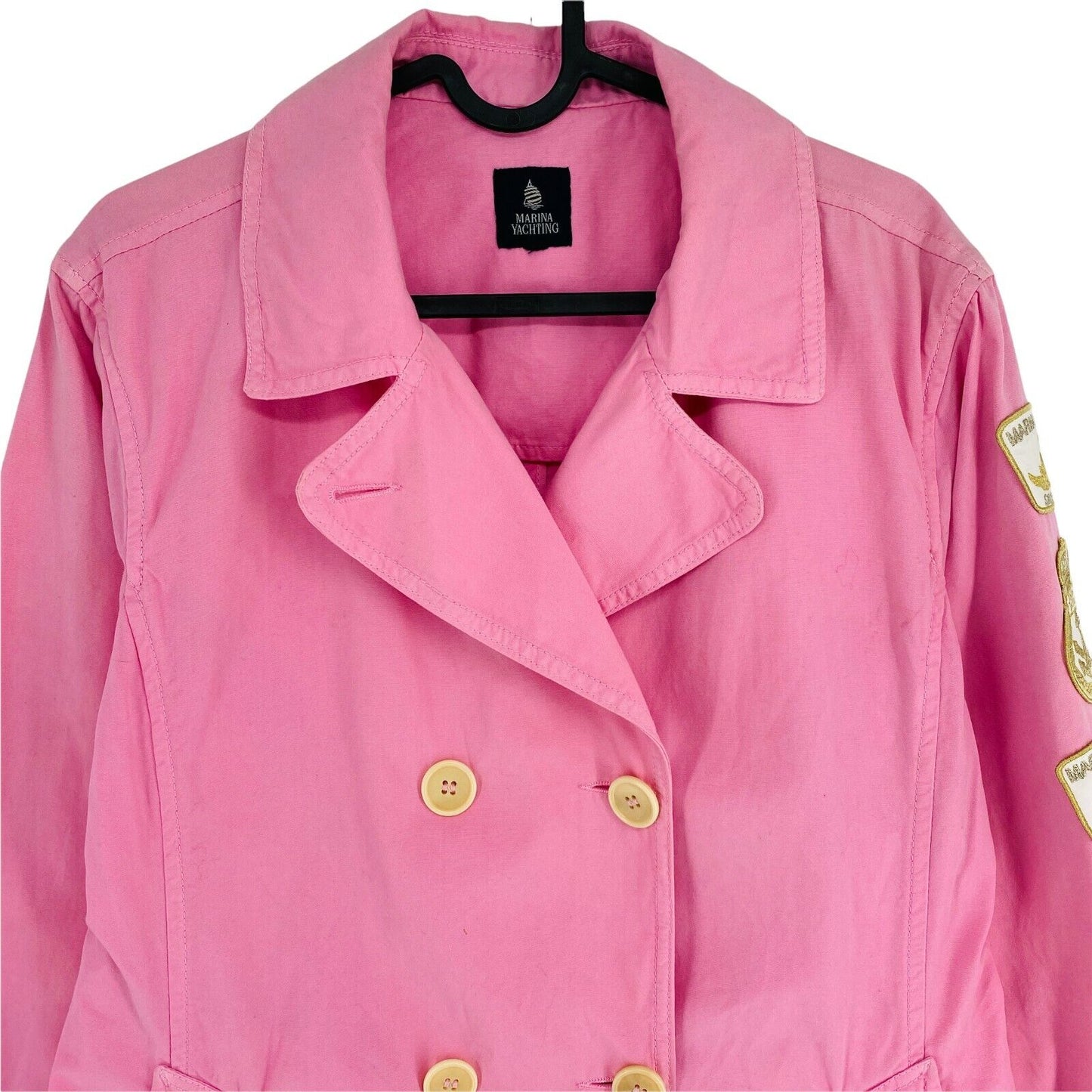 MARINA YACHTING Pink 100% Cotton Pea Coat Jacket Size M