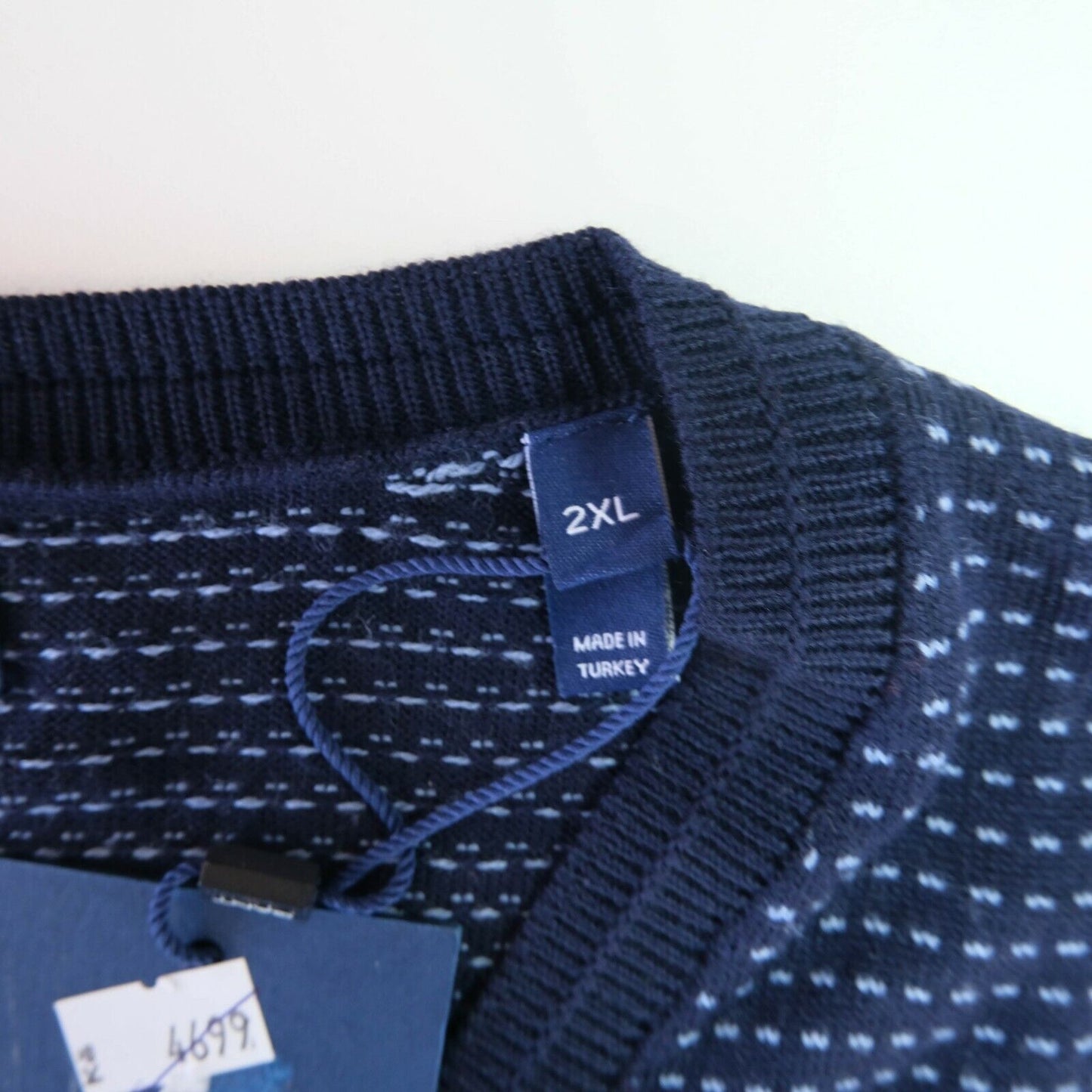 GANT Navy Blue V Neck 100% Wool Jumper Sweater Pullover Size XXL 2XL