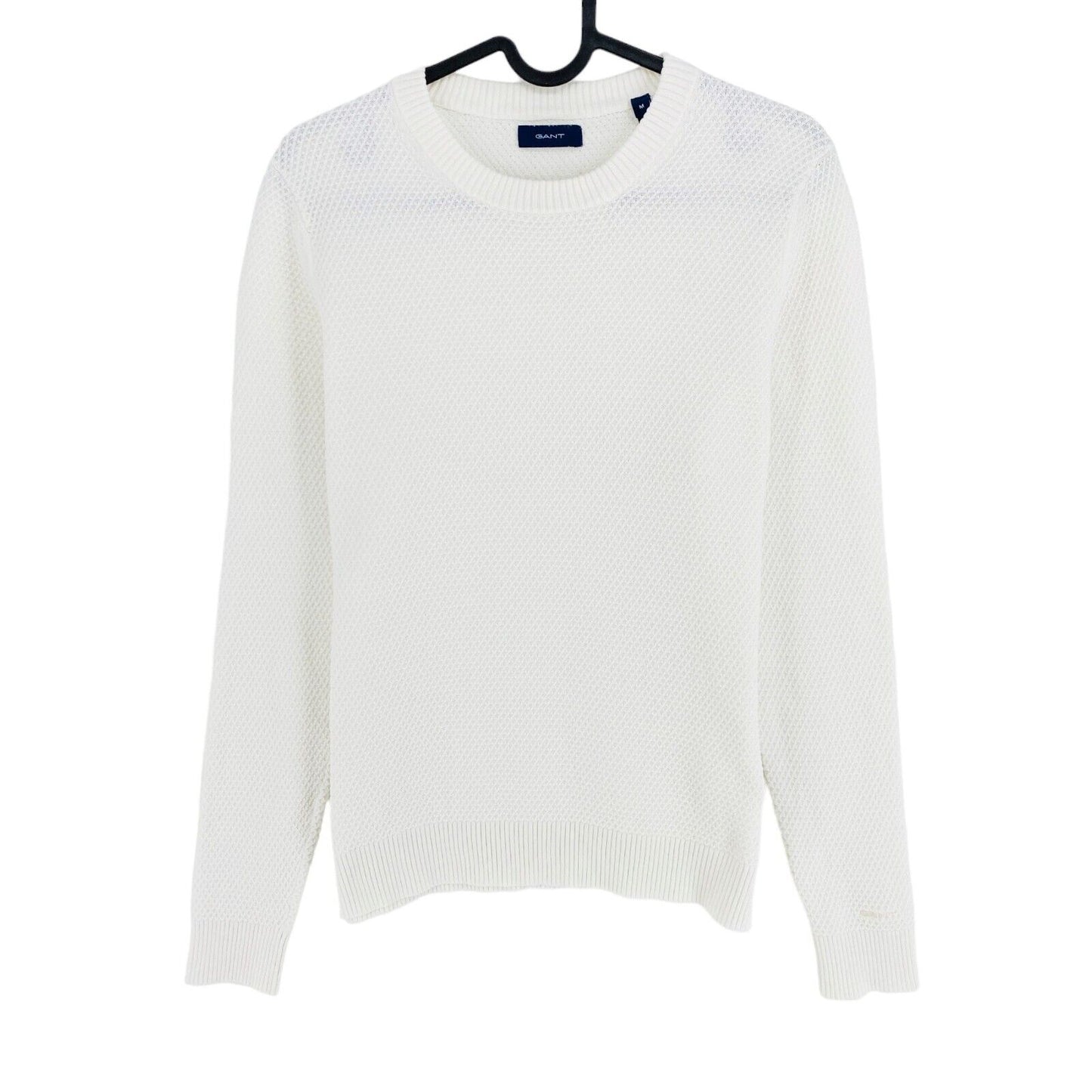 GANT White Pique Crew Neck Sweater Jumper Size M