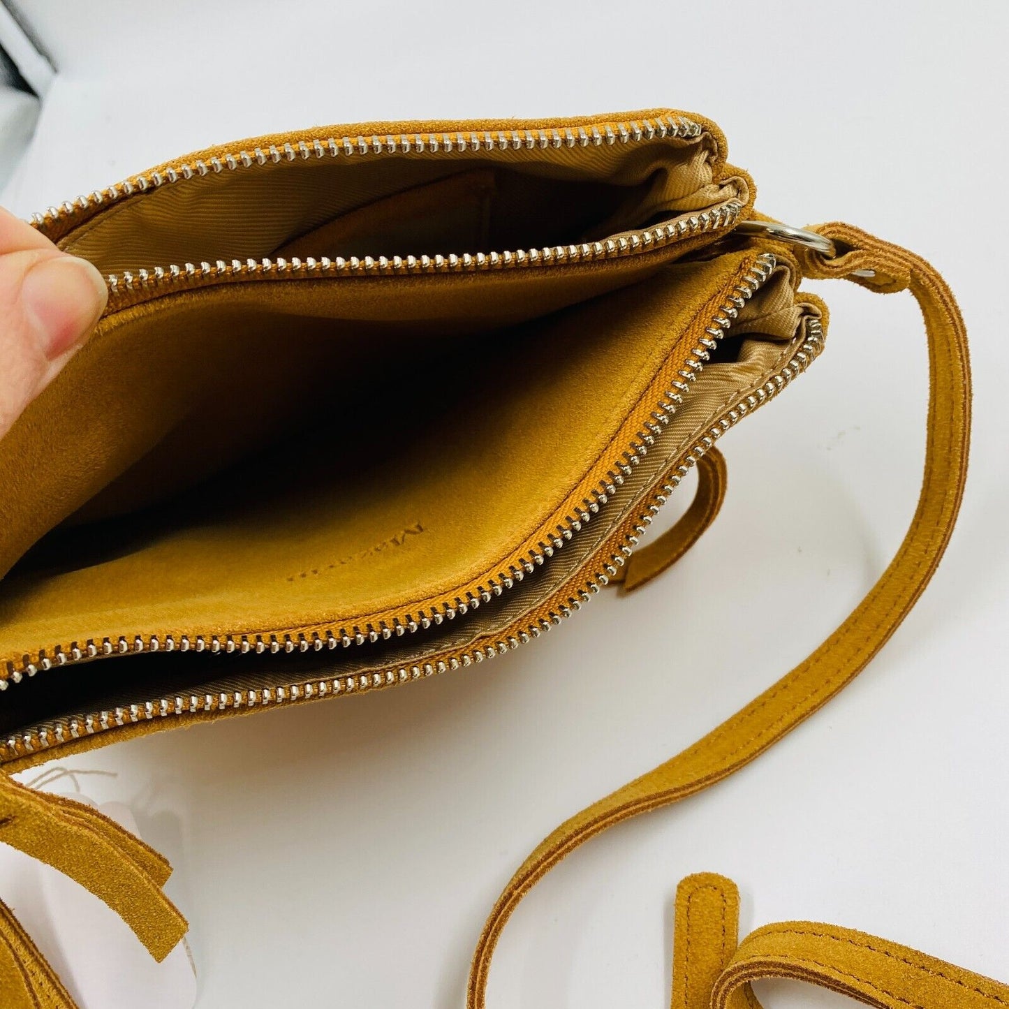 MAZARIN Sac à main en cuir suédé jaune foncé Sac à bandoulière Sac à bandoulière