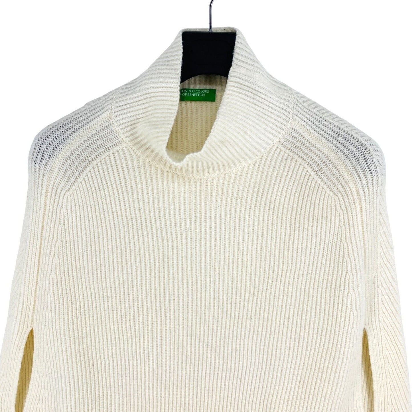 United Colors of Benetton Women White Poncho Sweater Jumper One Size