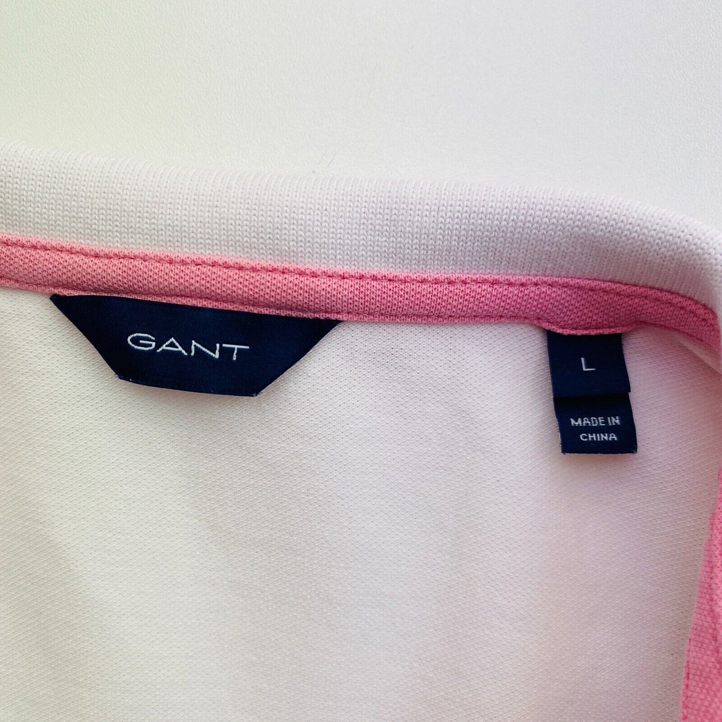 GANT White Contrast Collar Polo Shirt Size L