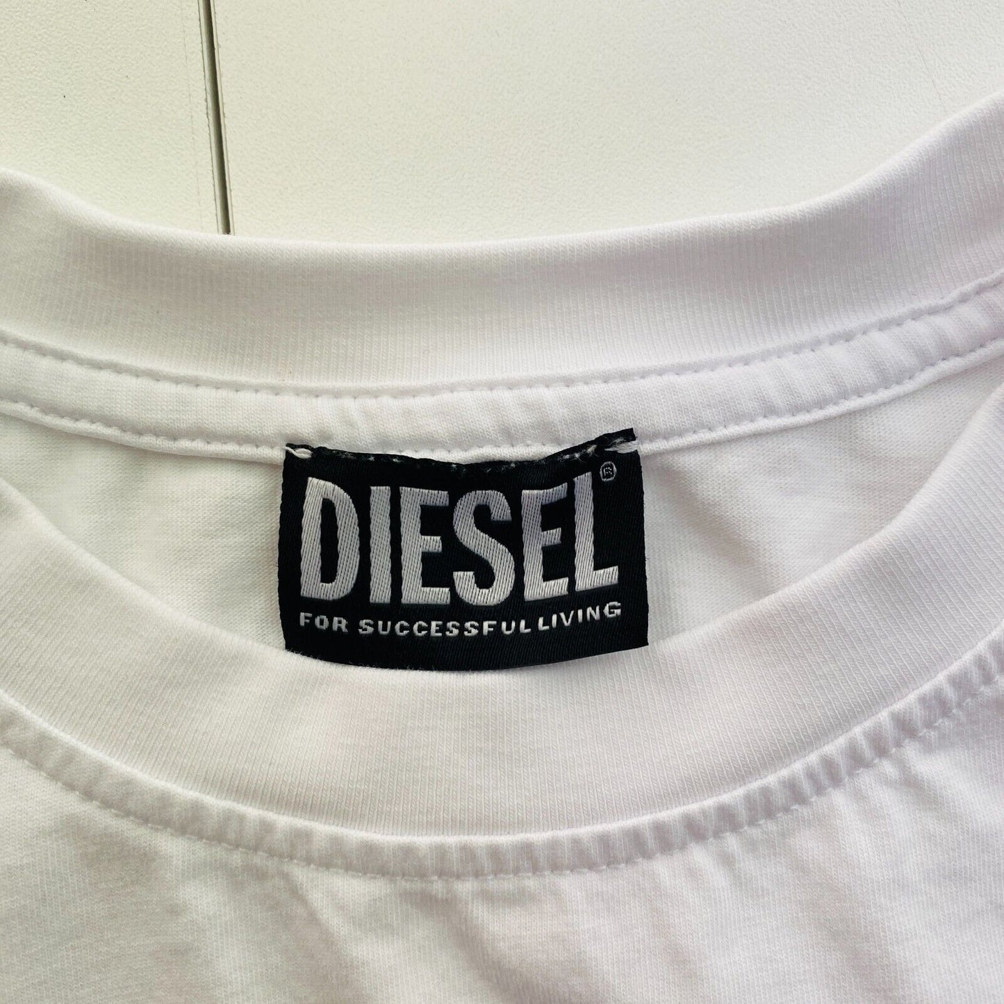 DIESEL Women White T-REG-MICRODIV Crew Neck SS T Shirt Size M