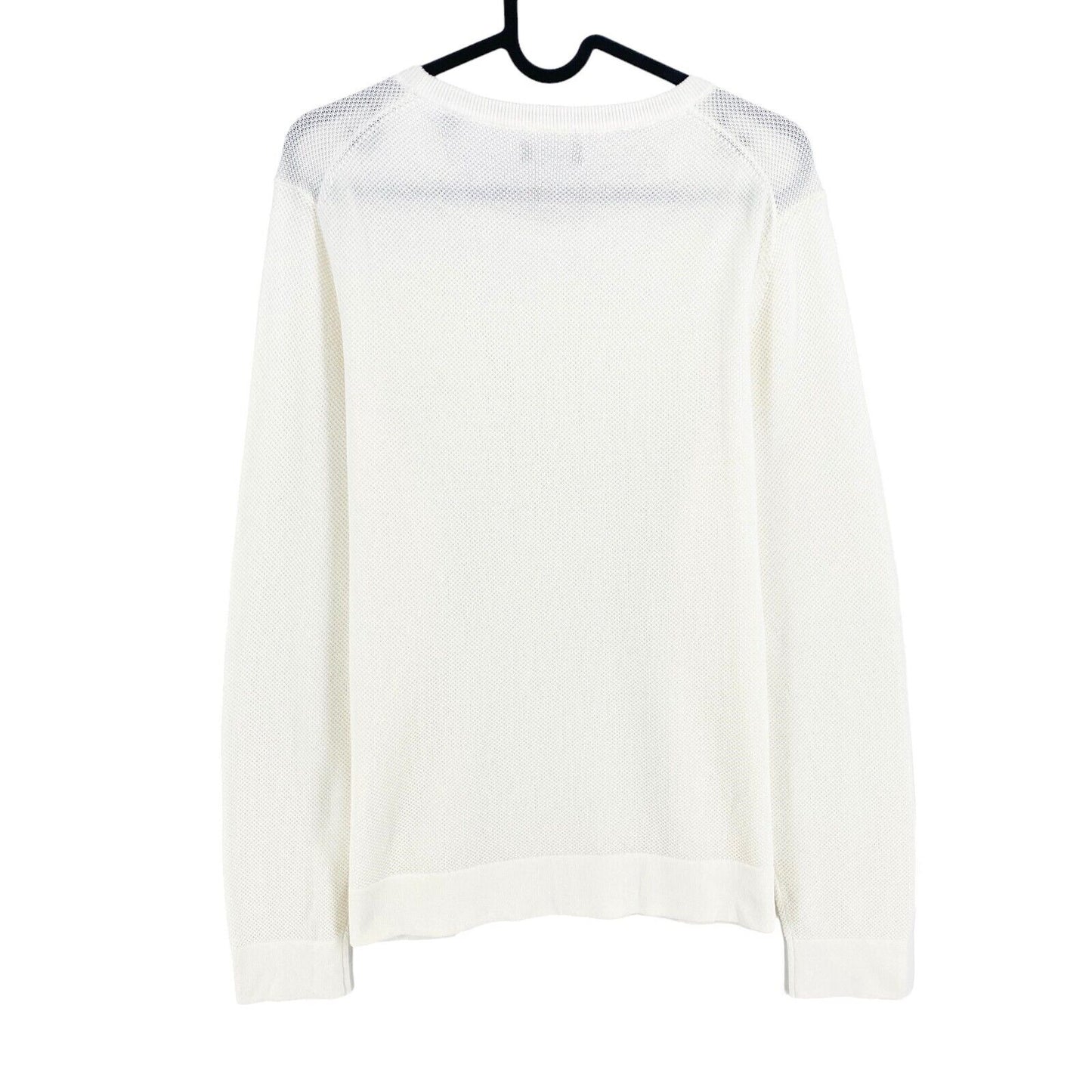 GANT White Cotton Pique Crew Neck Jumper Sweater Size S