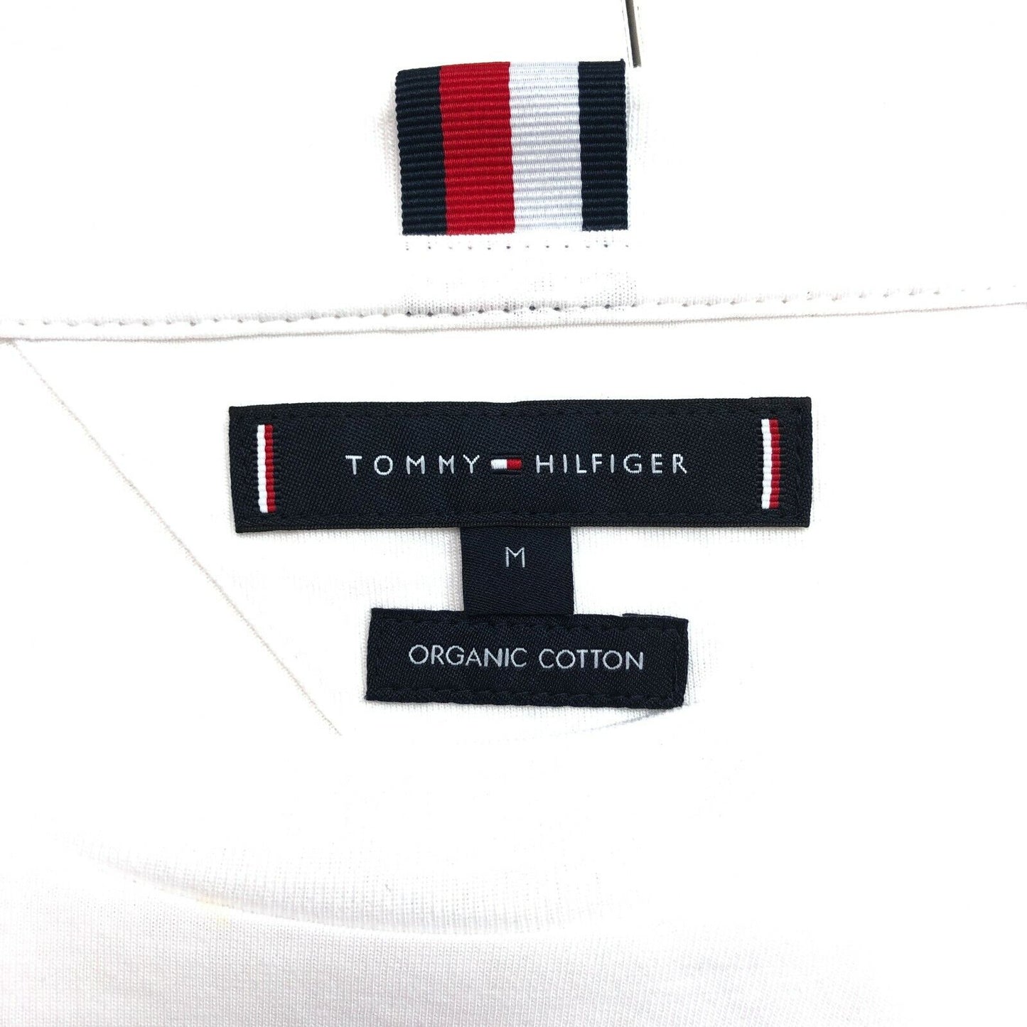 TOMMY HILFIGER White Crew Neck Long Sleeves T Shirt Size M