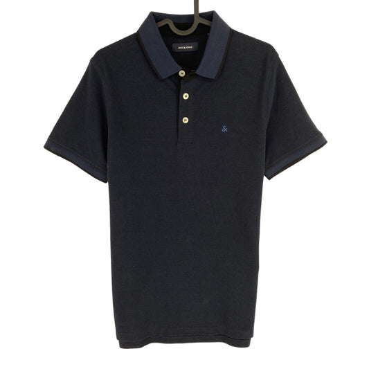 Jack & Jones Men Navy Blue Slim Fit Short Sleeves Polo Shirt Size M