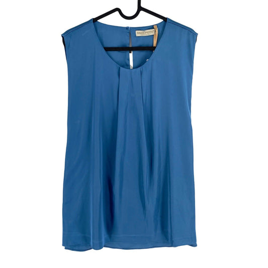 Rinascimento Women Blue Crew Neck Sleeveless Blouse Size 54 EU 50 UK 22 US 20