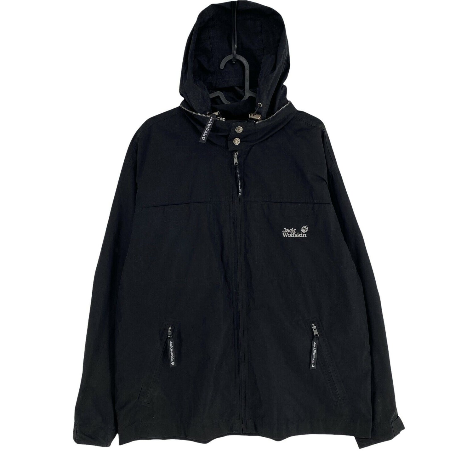 Jack Wolfskin Schwarze Kapuzenjacke aus Baumwollmischung, Größe M