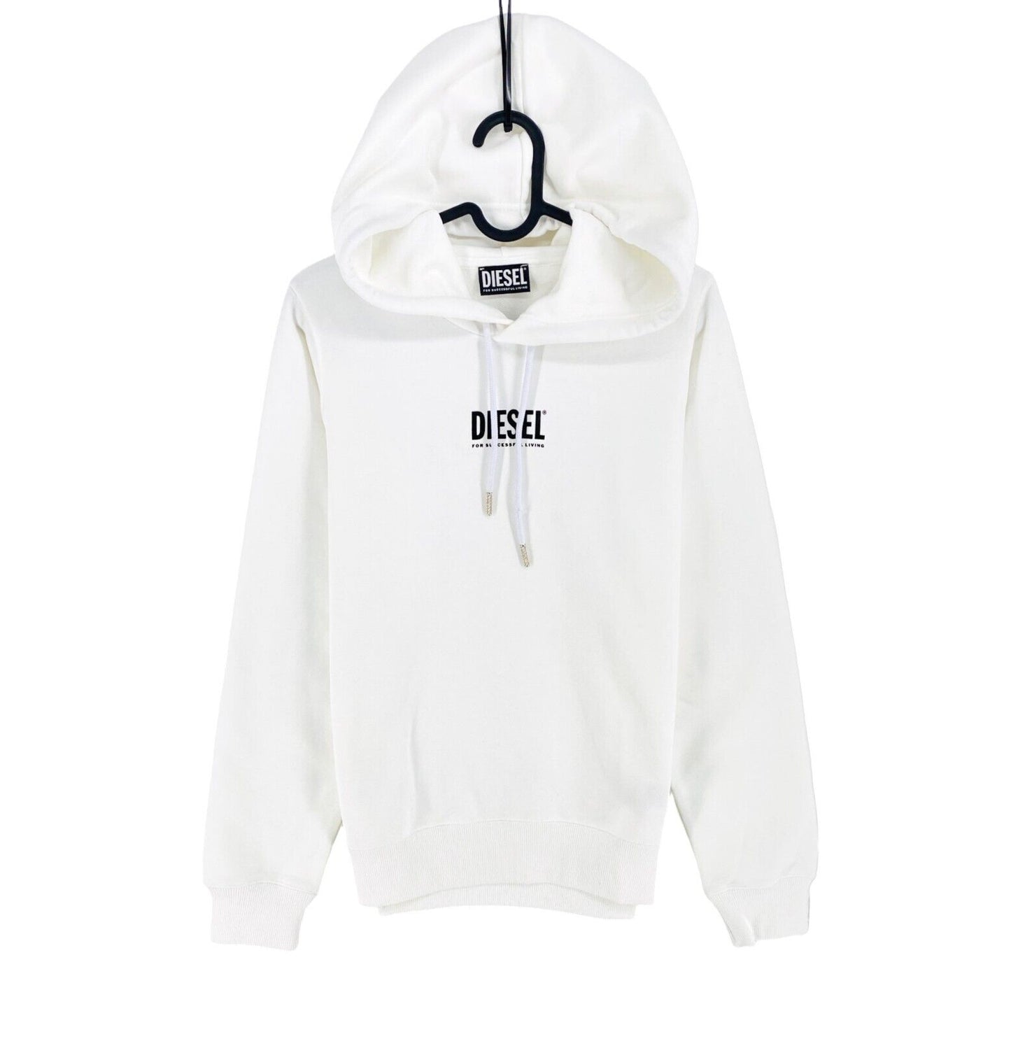 DIESEL Blanc Logo Sweat à capuche Pull Taille XS