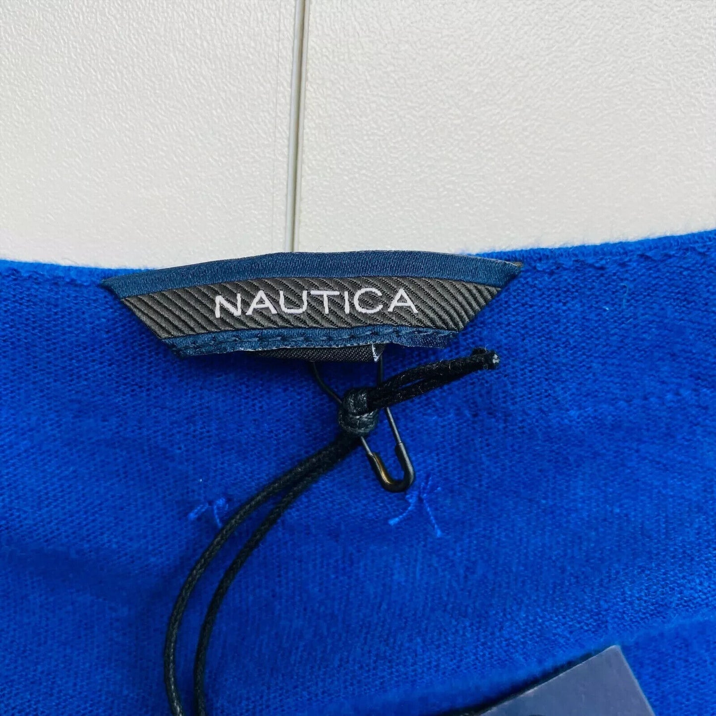 NAUTICA Women Dark Blue V Neck Linen Cotton Sleeveless T Shirt Size S