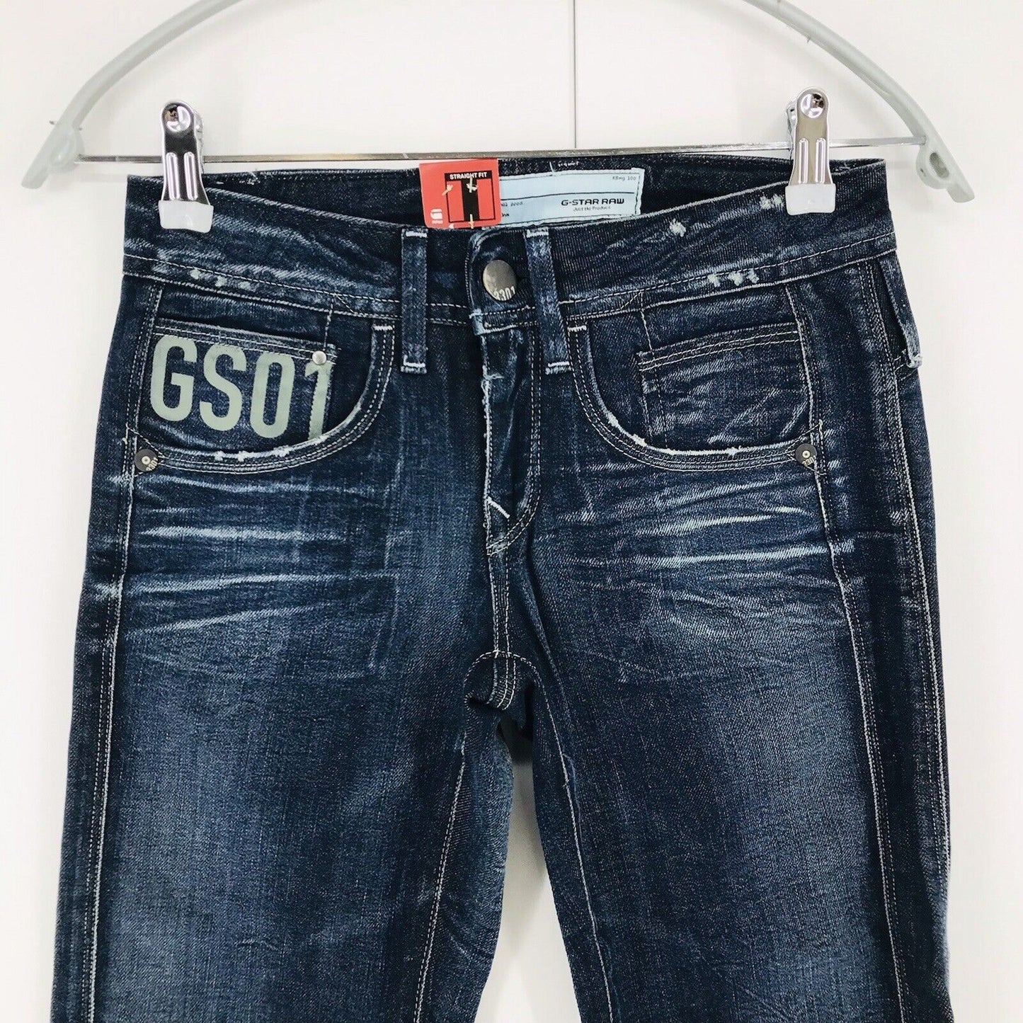 G-STAR RAW SAVILLE Women Blue Regular Straight Fit Jeans W26 L32 Made In Italy