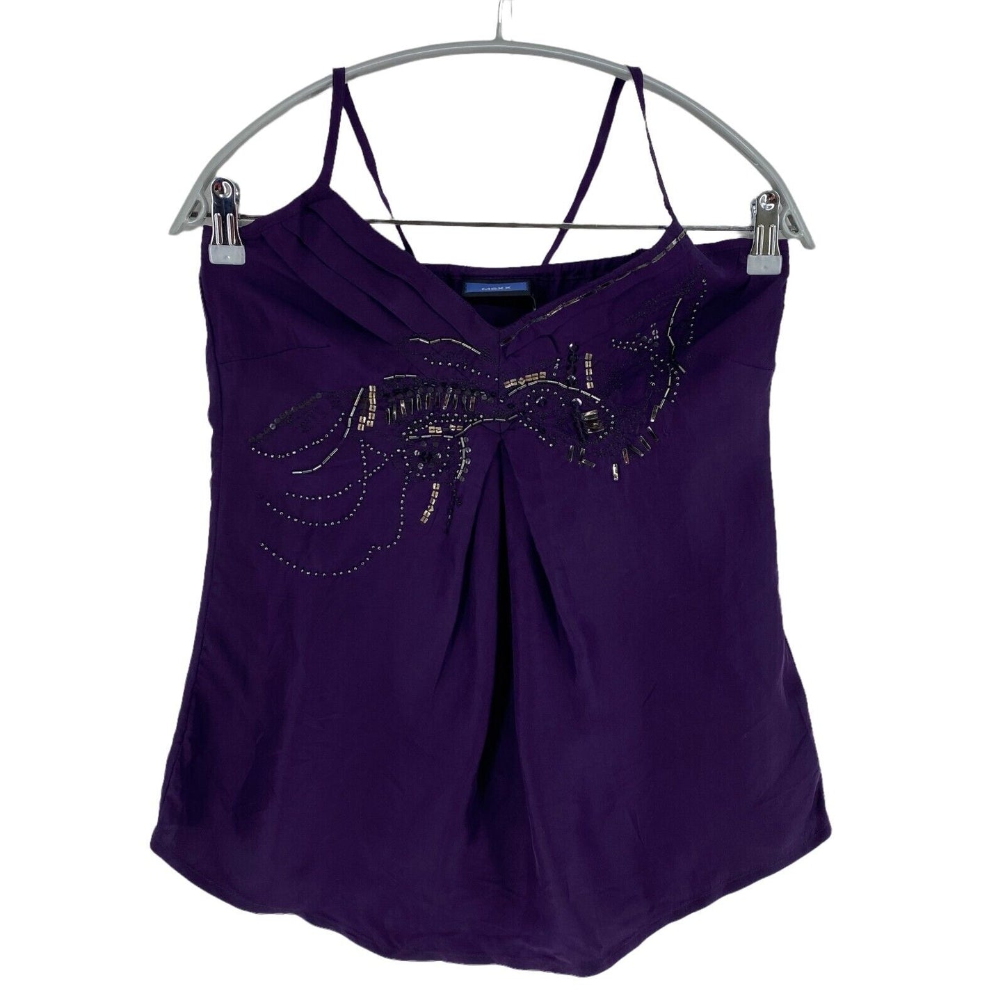 MEXX Violet 100% Soie Col en V Top Blouse Taille EU 36 40 UK 10 14 US 6 10