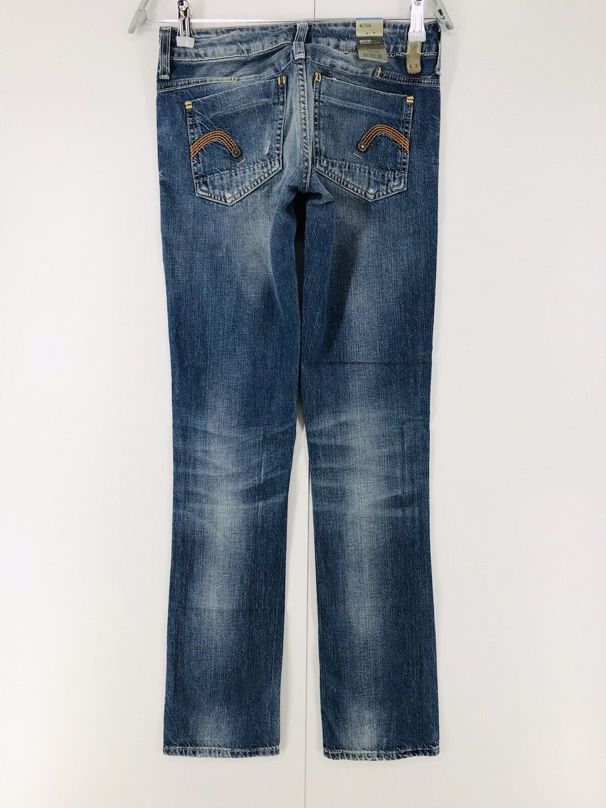 G-STAR RAW REESE Damen Blaue Jeans mit normaler gerader Passform W26 L34 Made in Italy