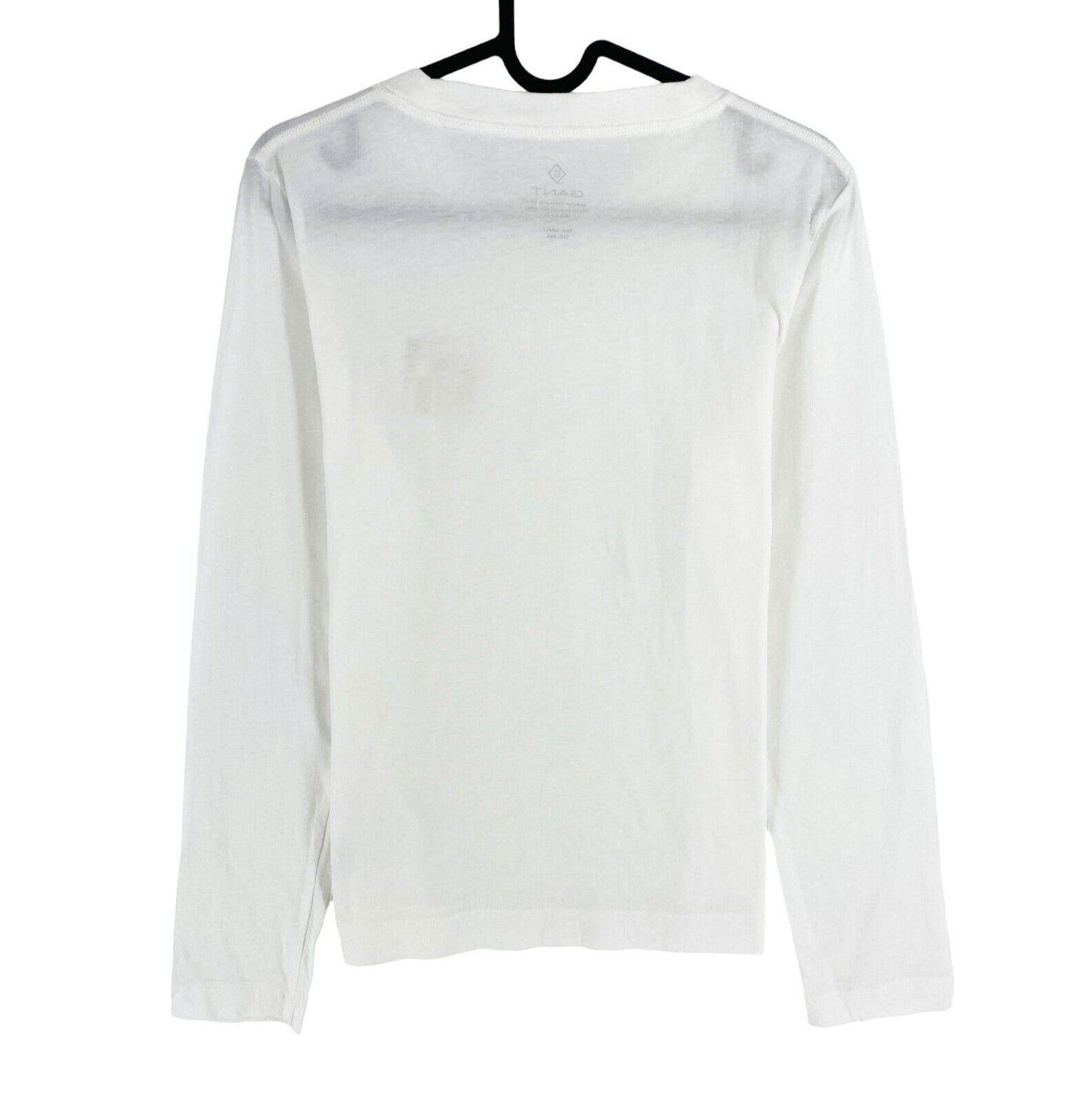 GANT Women White Quadrat Logo Crew Neck Long Sleeves T Shirt Size S