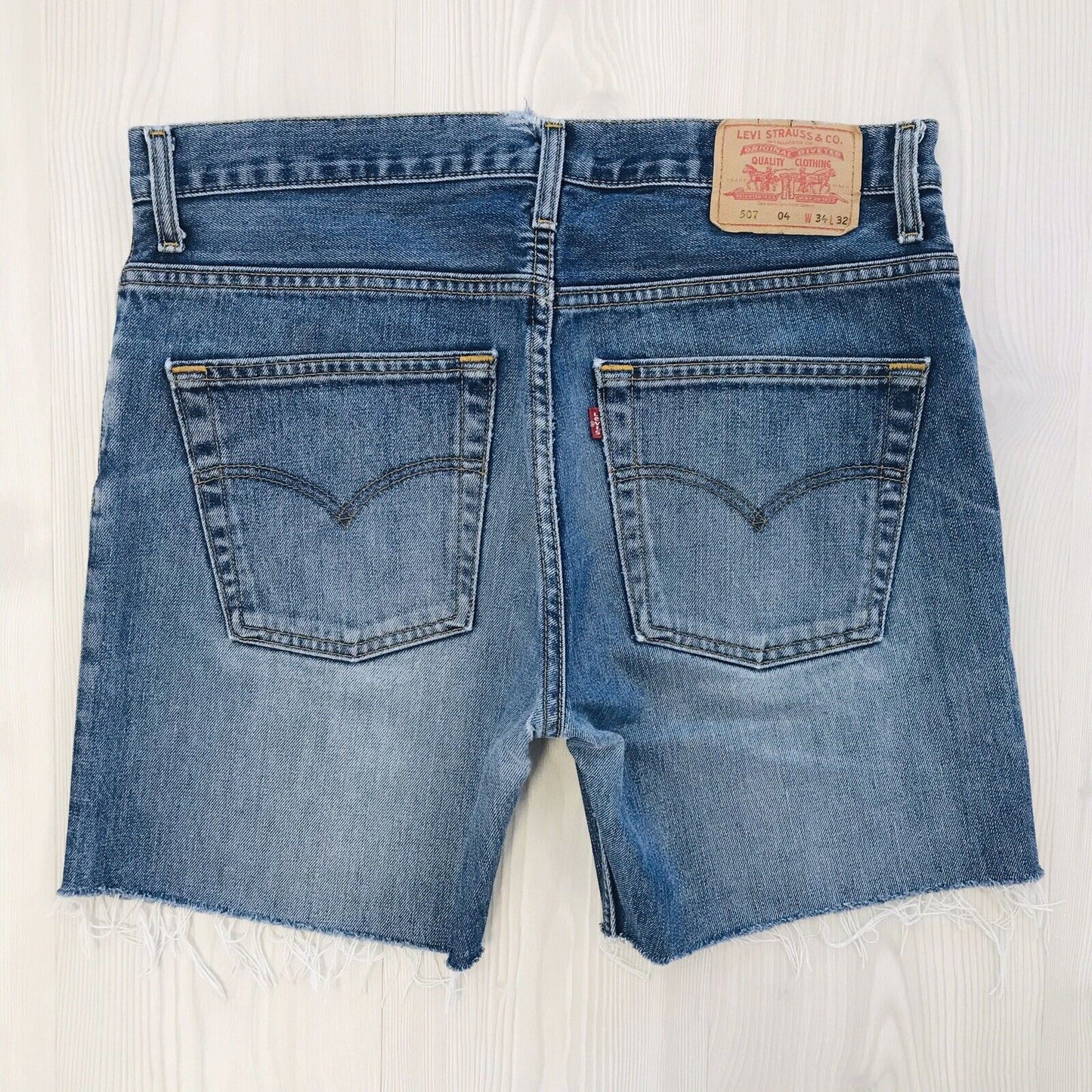 Levi's 507 04 Custom Made Blue Regular Straight Fit Cut-Off Shorts W34