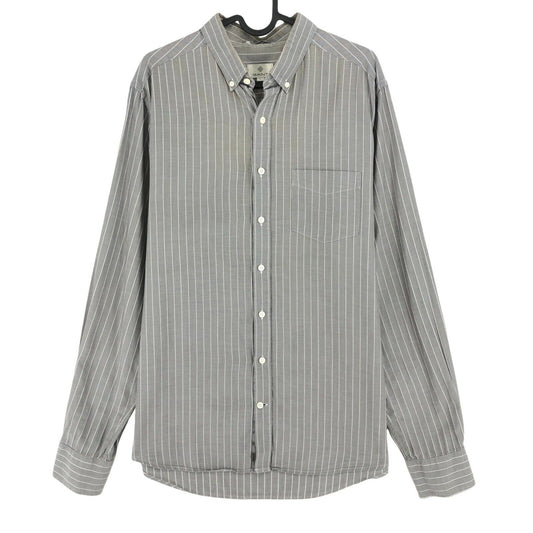 GANT Grey Royal Oxford Stripe Fitted Shirt Size L 41/42 16.5