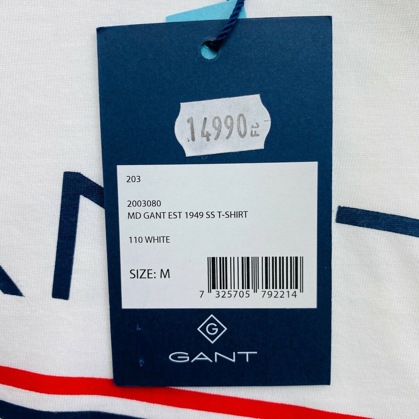 GANT White MD Est 1949 Crew Neck T Shirt Size M