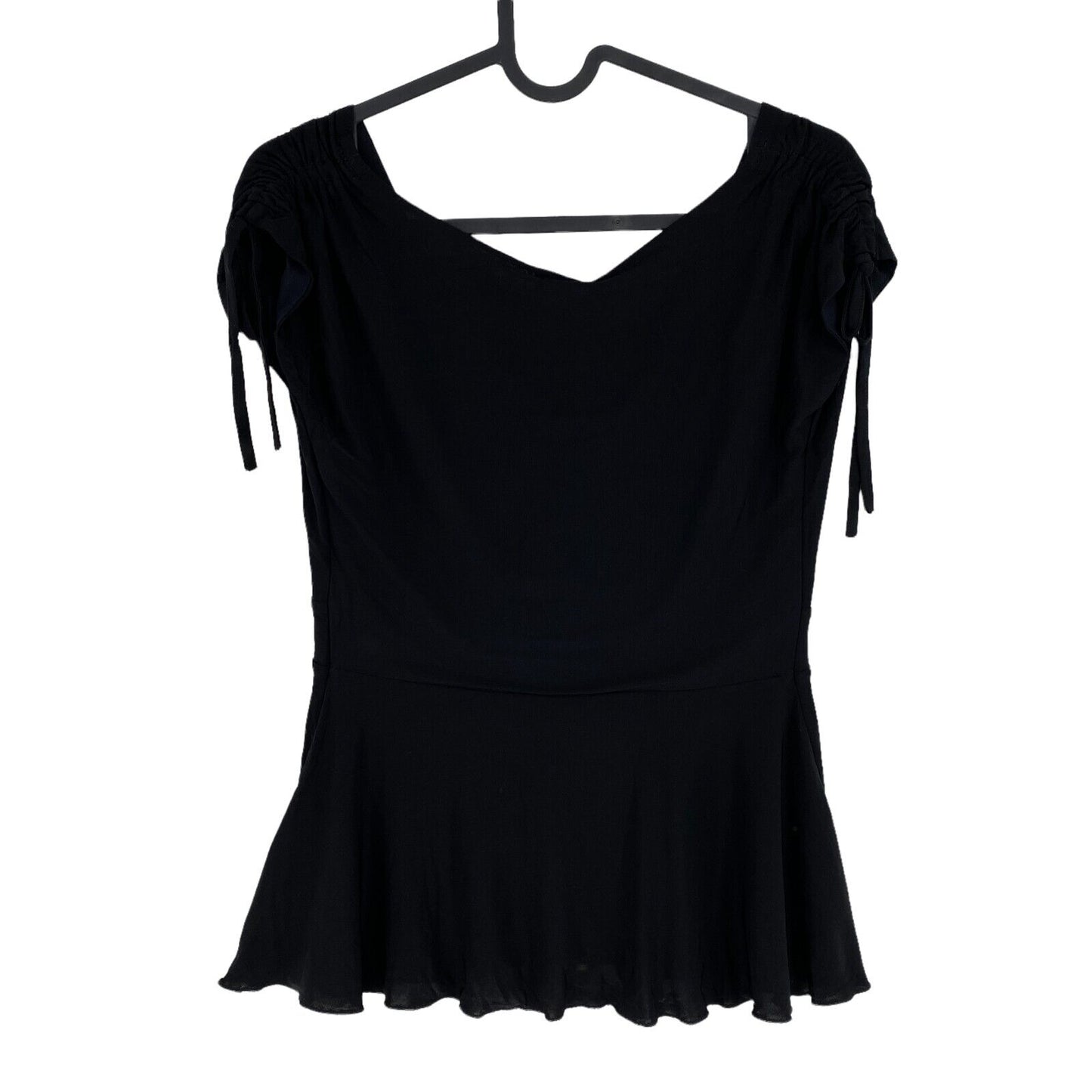 RRP €300 BYBLOS BLU Black Short Sleeve V-Neck Top Size IT 42 46 UK 10 14 US 6 10