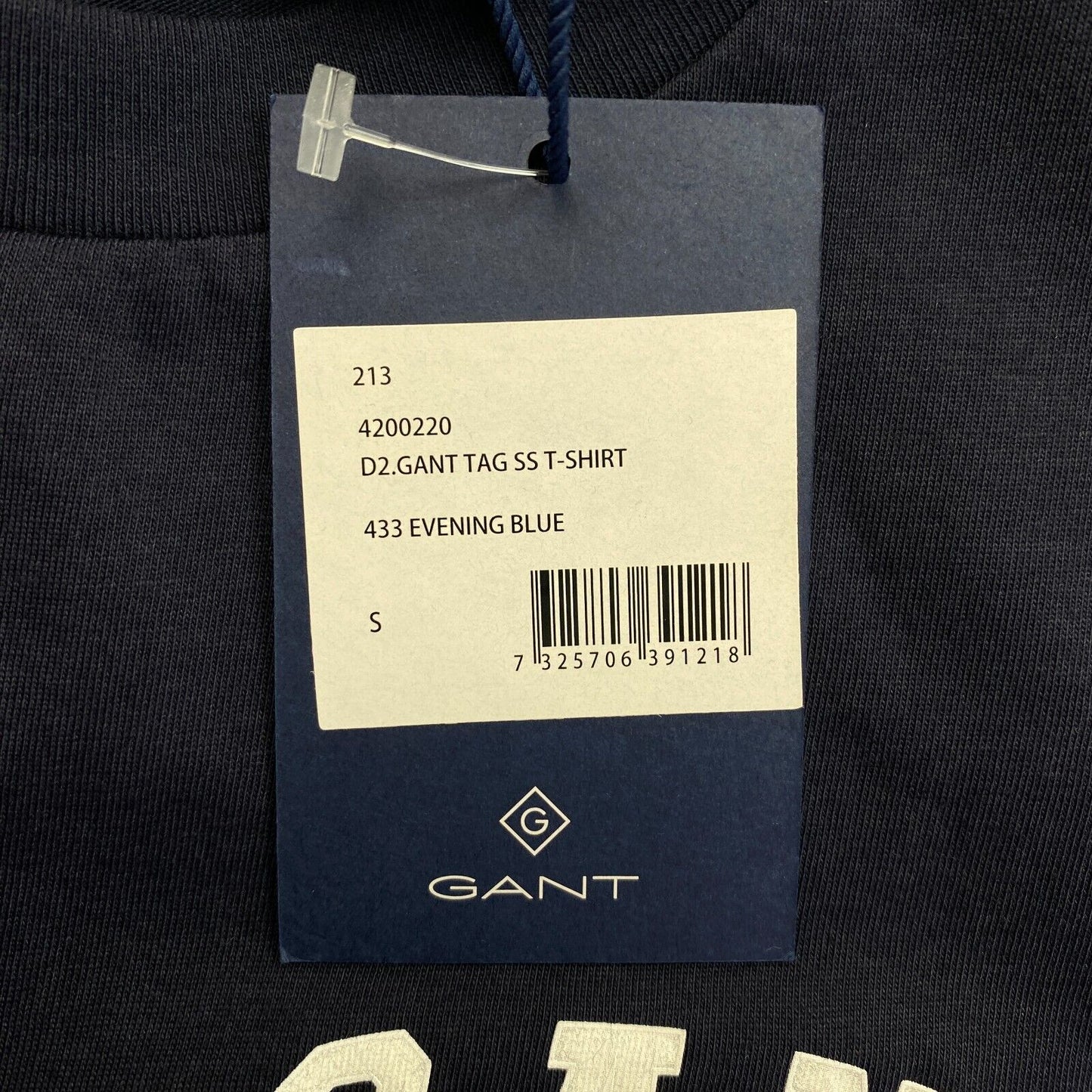 GANT Women Navy Blue Tag SS Crew Neck T Shirt Size S