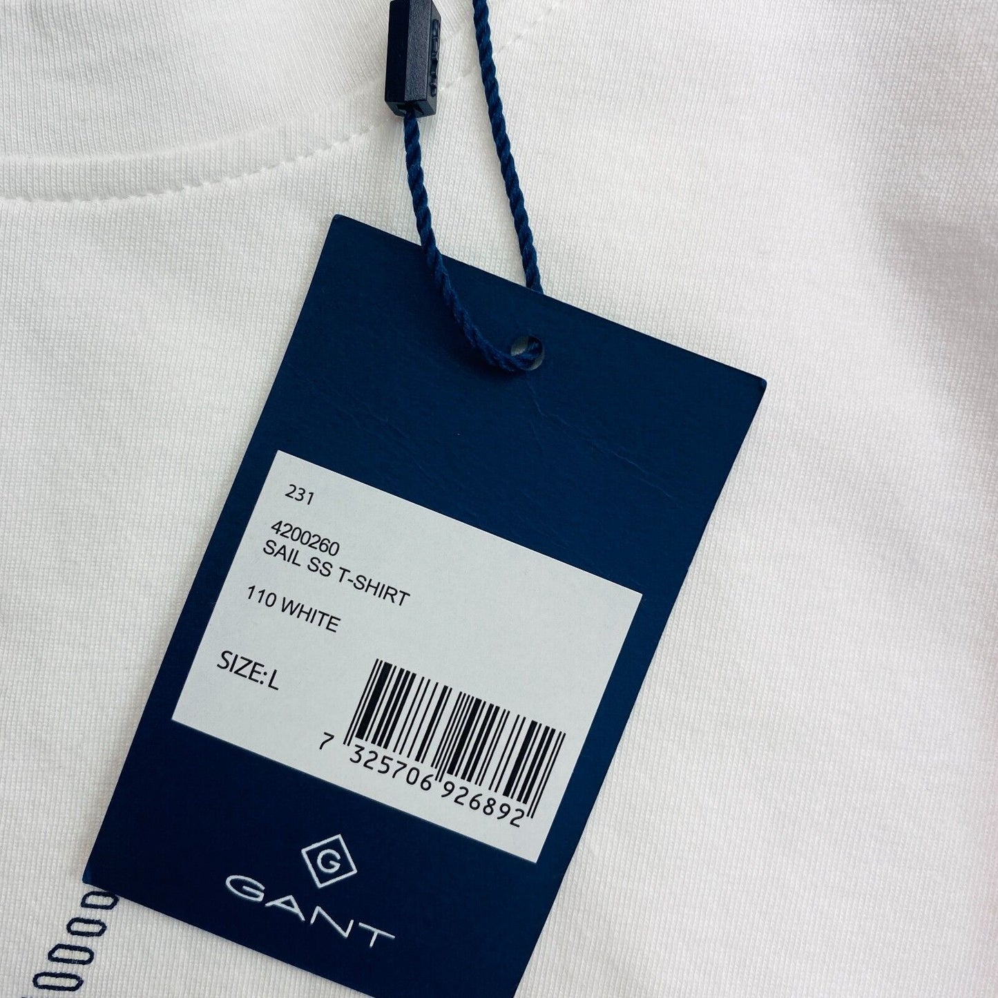 GANT White Sail Crew Neck T Shirt Size L