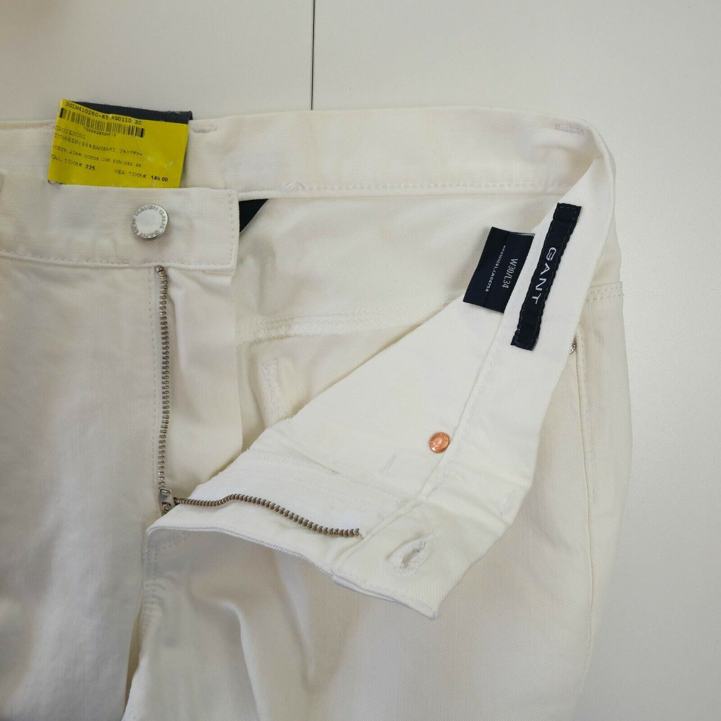 GANT White Dawn Twill Waxed Boot Leg Pants Size W28 L34 W30 L34