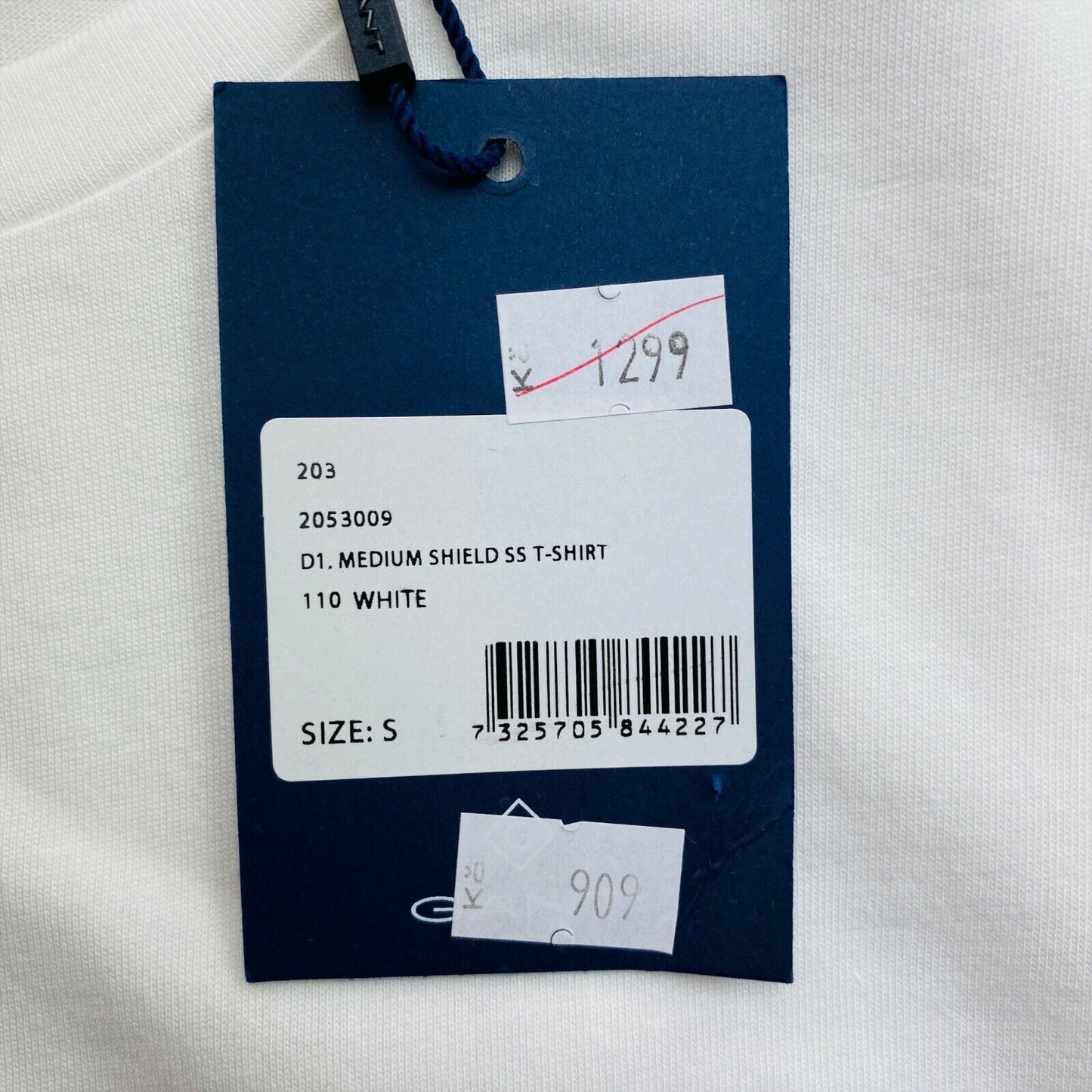 GANT White Medium Shield Crew Neck T Shirt Size S