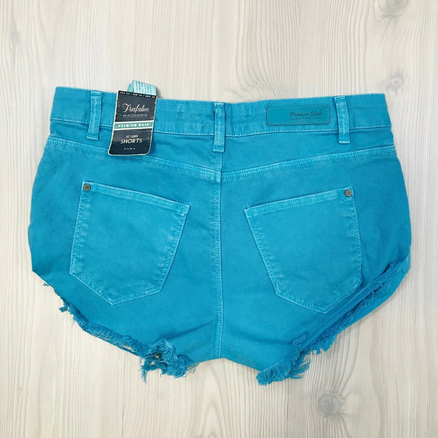 ZARA Women's Blue Ripped Denim Shorts Size EUR 34 USA 2 W24