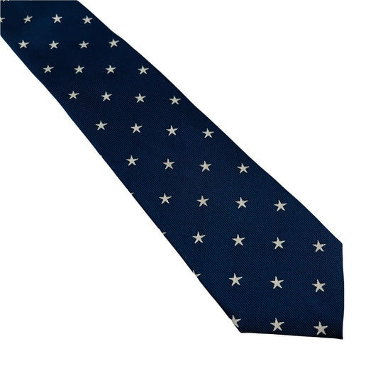 GANT Boys Kids Dark Blue Stars Print 100% Silk Hand Made Tie