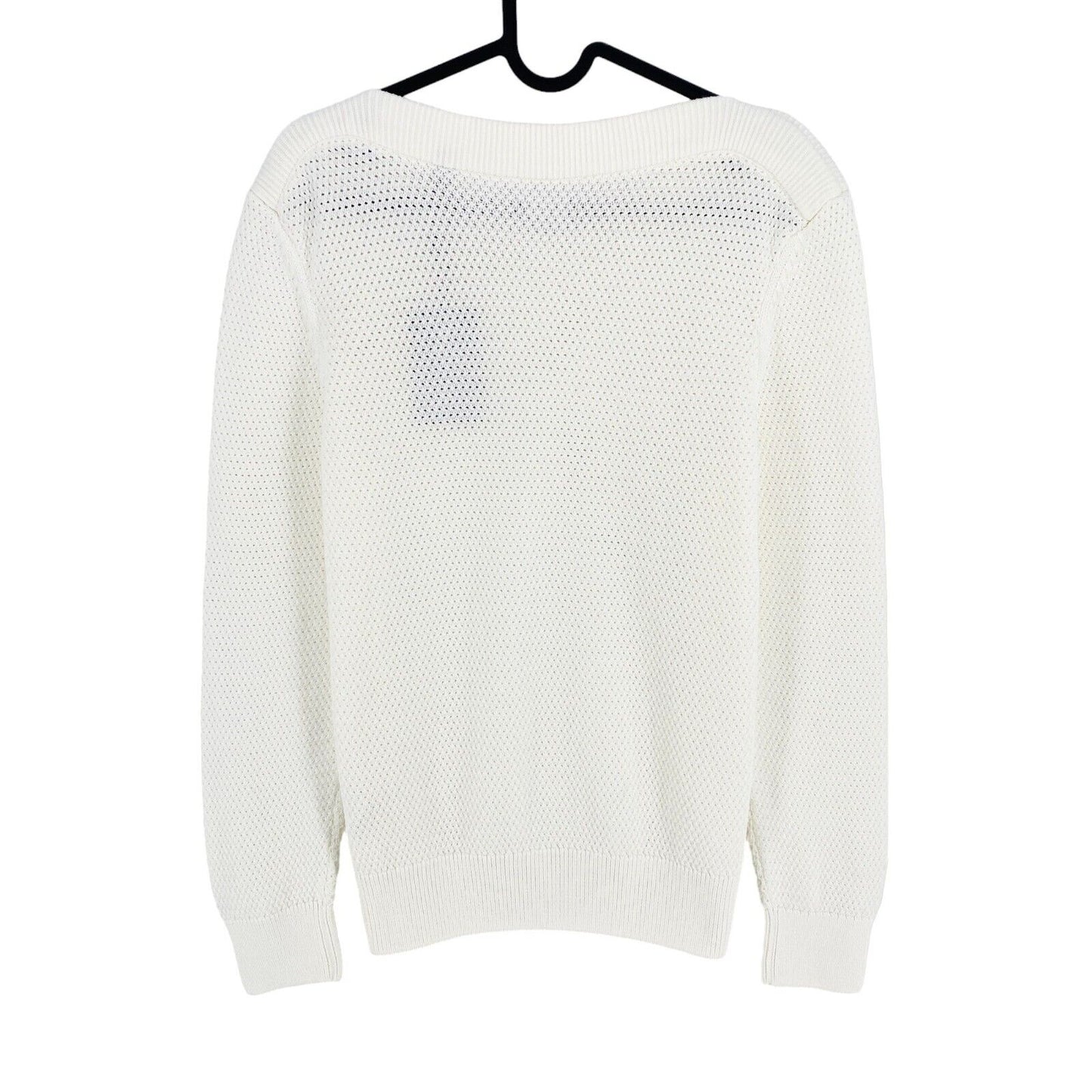 GANT White Cotton Texture Boat Neck Jumper Sweater Size S