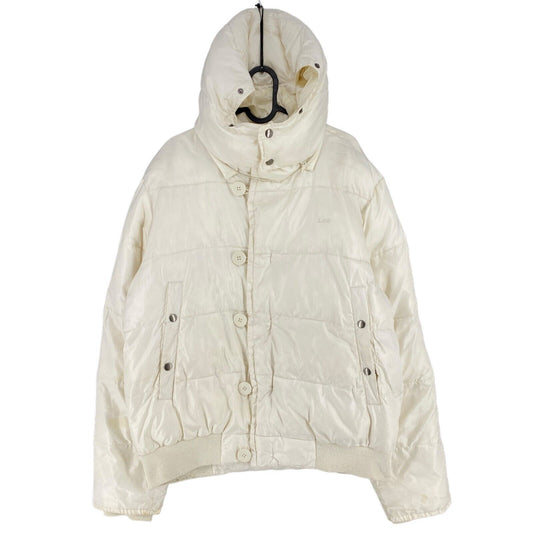 Lee Cream White Hooded Puffer Jacket Coat Size XL